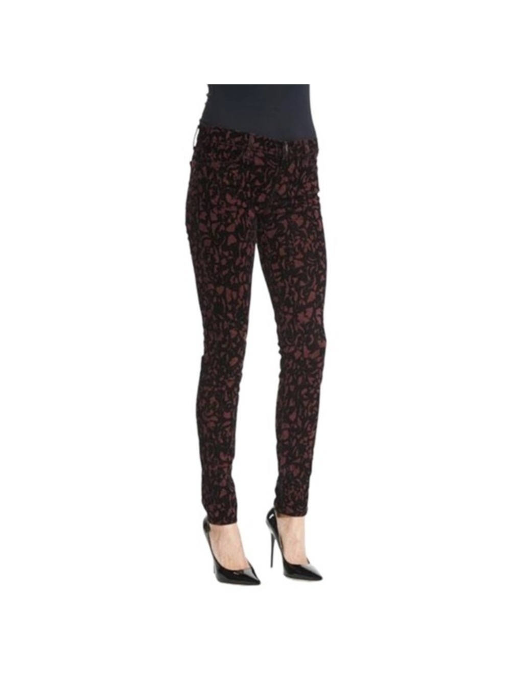 28 J Brand Mulberry Brocade Mid Rise Super Skinny Jeans - Picture 3 of 15
